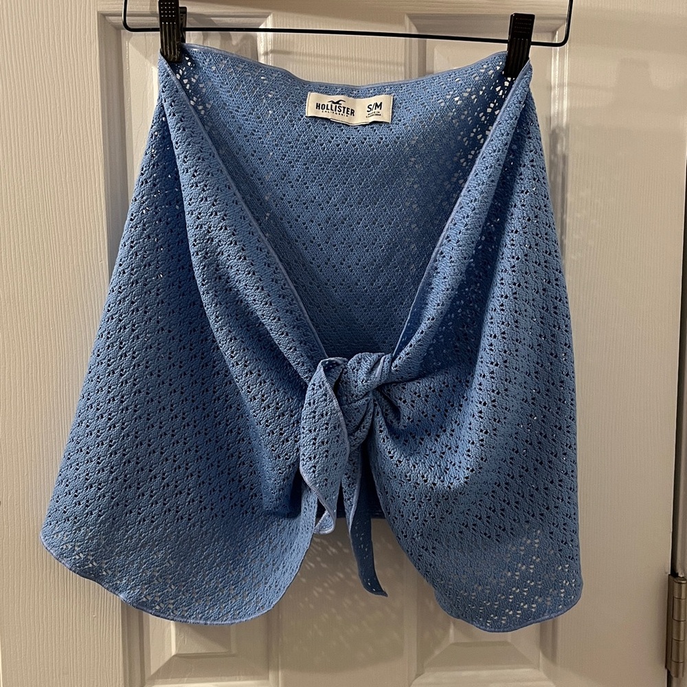 Hollister Light Blue Crochet Swim Sarong Cover-Up